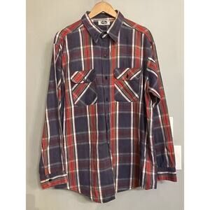 Vintage Mr. Leggs Shirt Plaid Flannel Button Up USA Made Mens XLT‎ 17-17.5 EUC